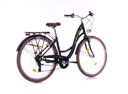 Frauen fahren Bella Bike Cityräder und genießen stilvolle Mobilität im Freien