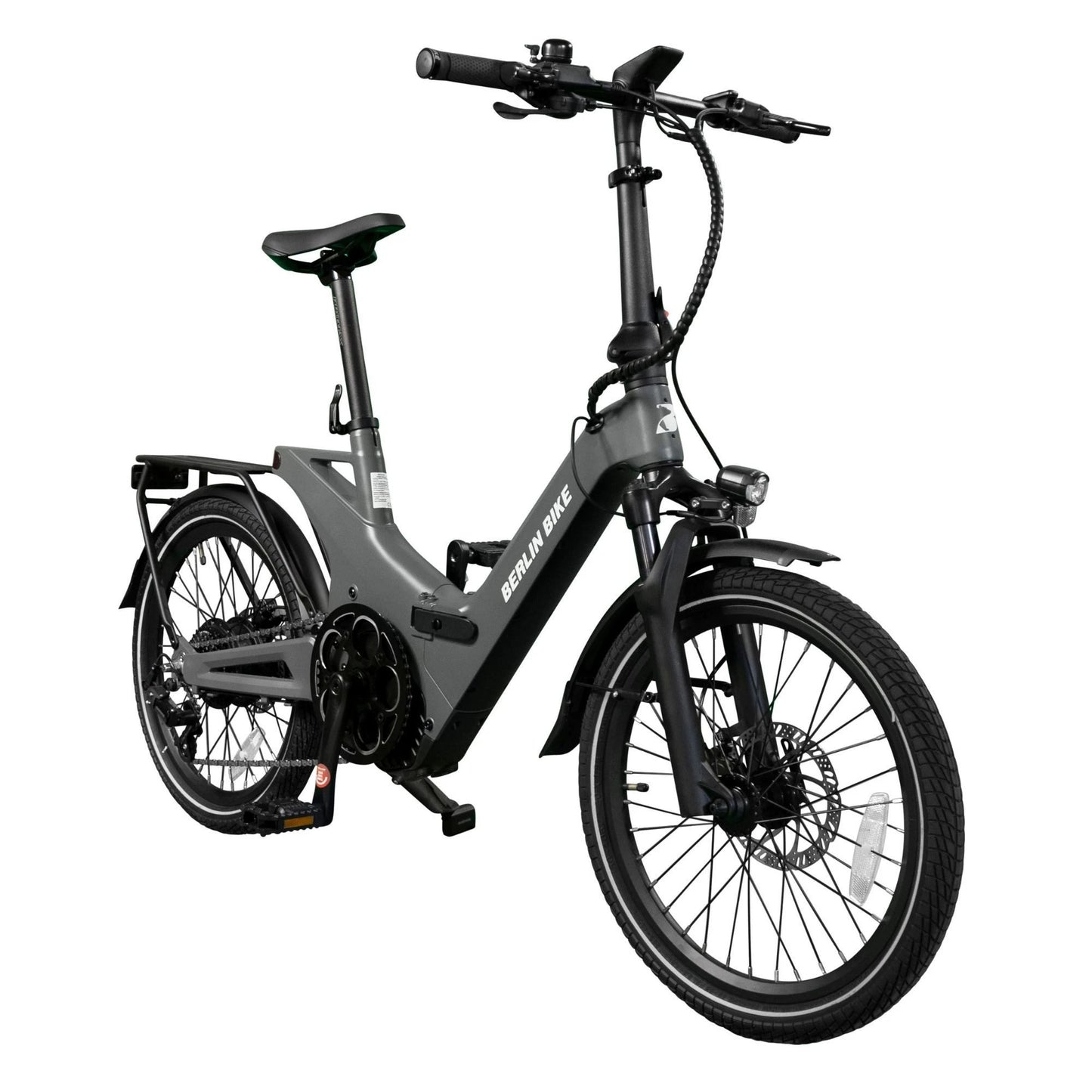 Berlin Bike 2GO E-Bike, Matt grau 45grad frontansicht 1080x1080