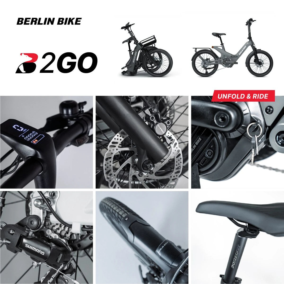 Berlin Bike 2GO E-Bike, Matt grau detail 1080x1080