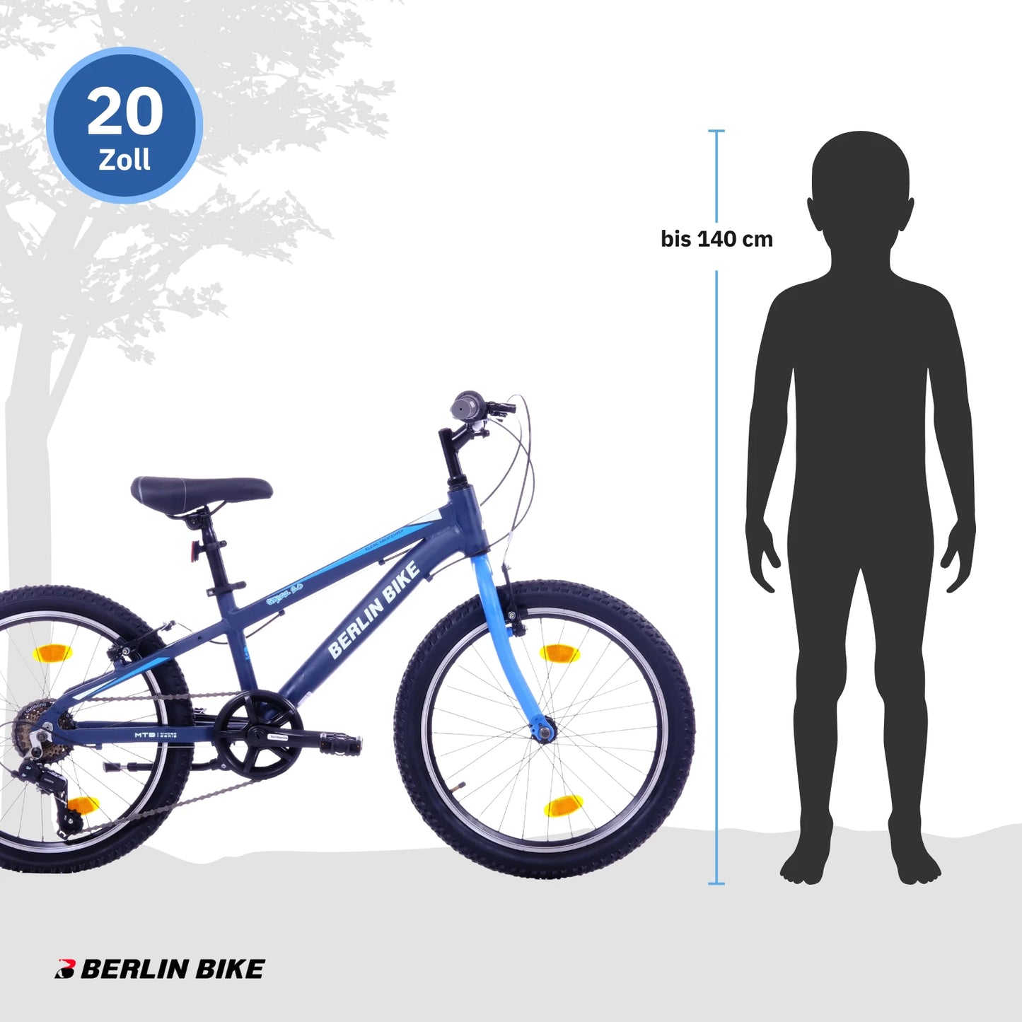 Berlin Bike Grizz 20 Zoll Kinderfahrrad, Blau groessenempfehlung bis 140cm 1080x1080