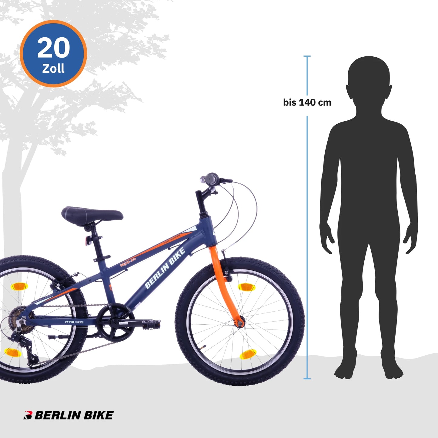 Berlin Bike Grizz 20 Zoll Kinderfahrrad, Orange groessenempfehlung bis 140cm