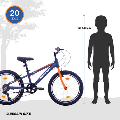 Berlin Bike Grizz 20 Zoll Kinderfahrrad, Orange groessenempfehlung bis 140cm
