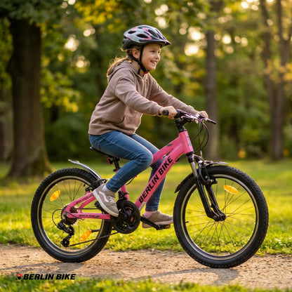 Berlin Bike MTB1 20 Zoll Kinderfahrrad, Rosa lifestyle maedchen faehrt fahrrad im park