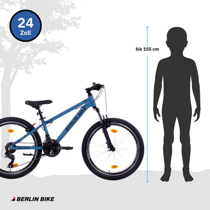 Berlin Bike MTB1 24 Zoll Kinderfahrrad, Blau groessenempfehlung bis 155cm