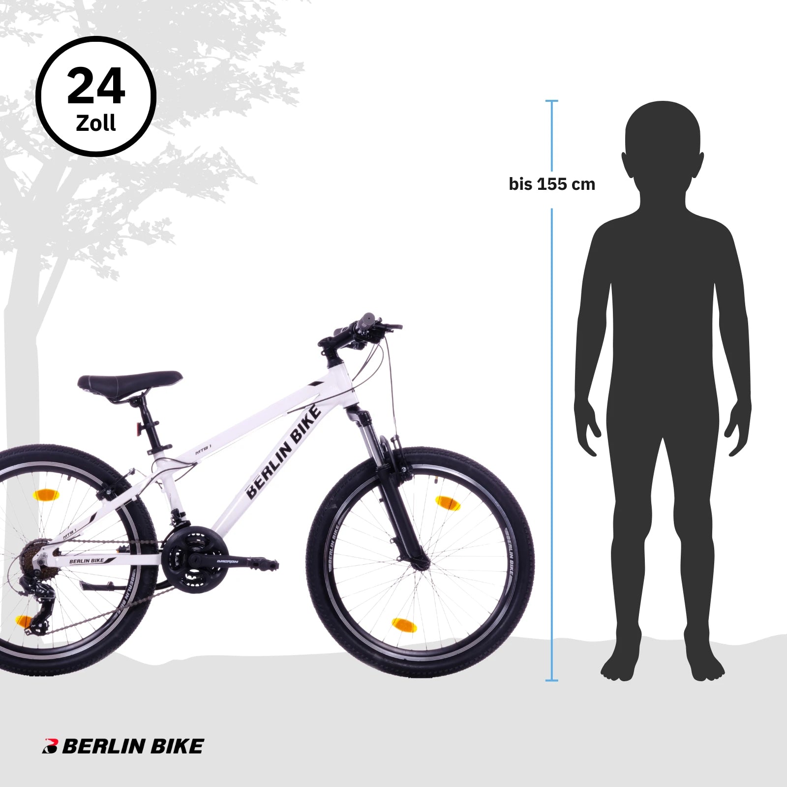 Berlin Bike MTB1 24 Zoll Kinderfahrrad, Weiss groessenempfehlung bis 155cm