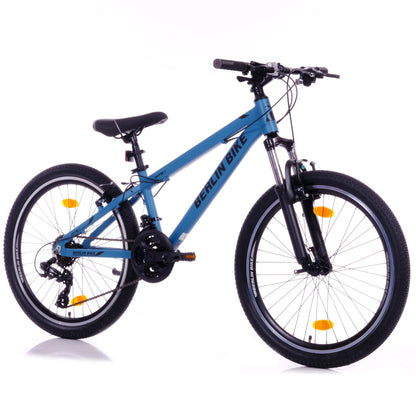 Berlin Bike MTB1 24 Zoll Kinderfahrrad, Blau 45grad frontansicht
