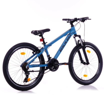 Berlin Bike MTB1 24 Zoll Kinderfahrrad, Blau 45grad rueckansicht