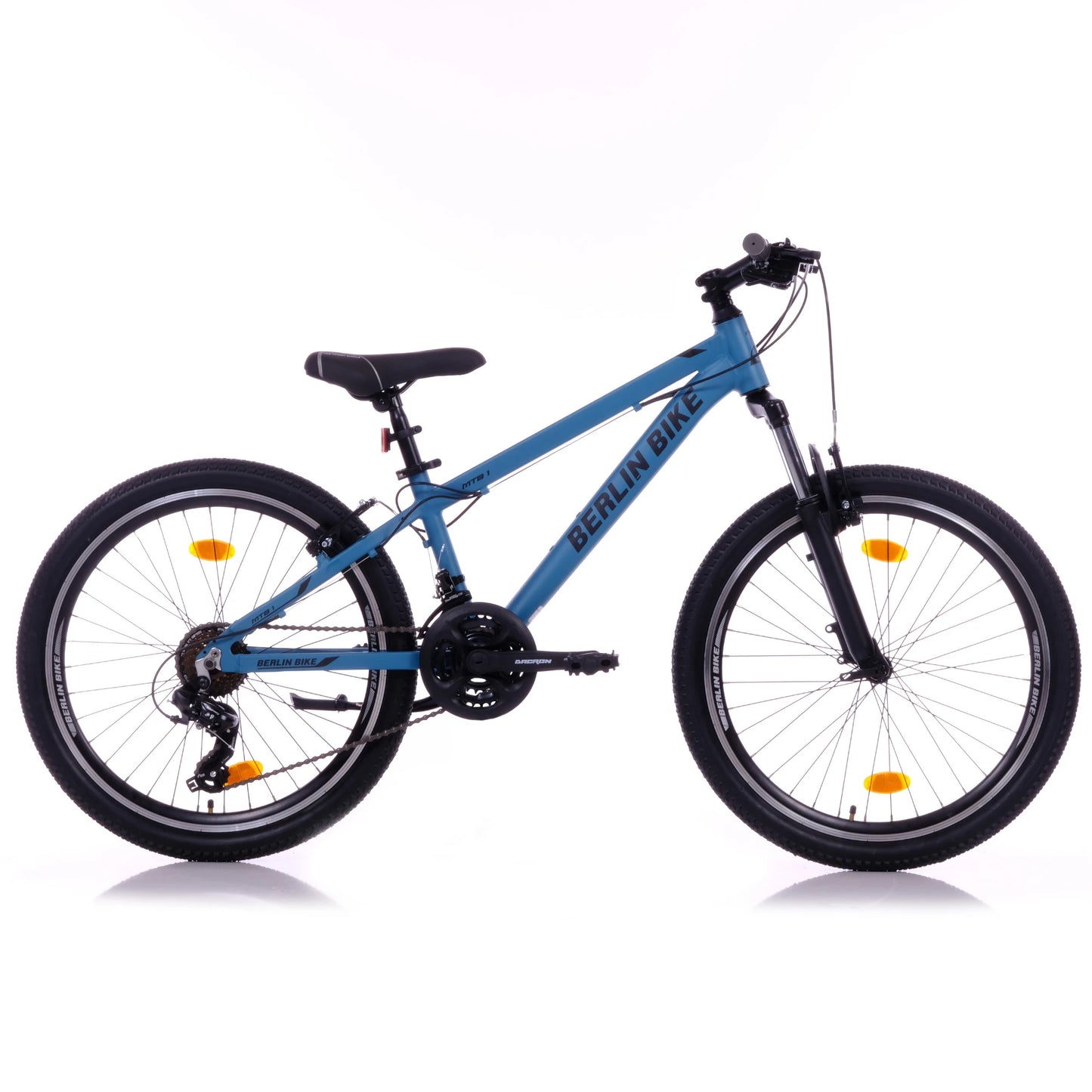 Berlin Bike MTB1 24 Zoll Kinderfahrrad, Blau 45grad seitenansicht