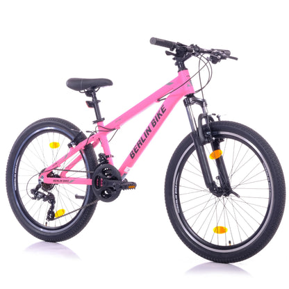 Berlin Bike MTB1 24 Zoll Kinderfahrrad, Rosa 45grad frontansicht