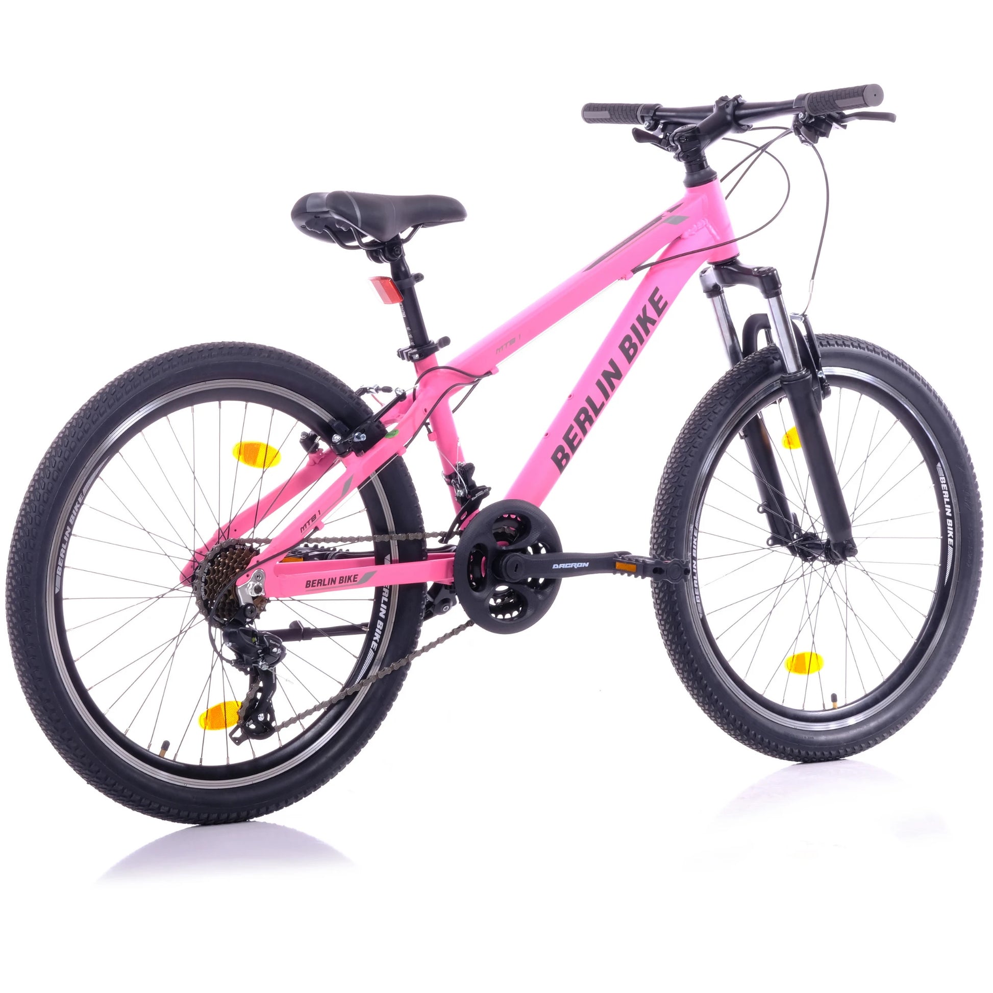 Berlin Bike MTB1 24 Zoll Kinderfahrrad, Rosa 45grad rueckansicht