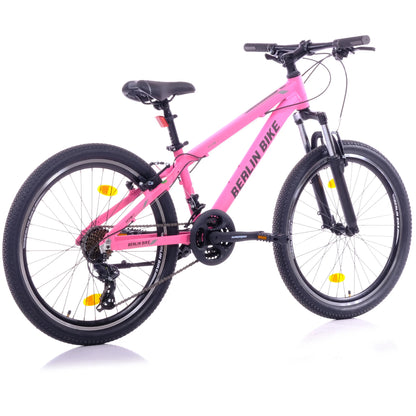 Berlin Bike MTB1 24 Zoll Kinderfahrrad, Rosa 45grad rueckansicht