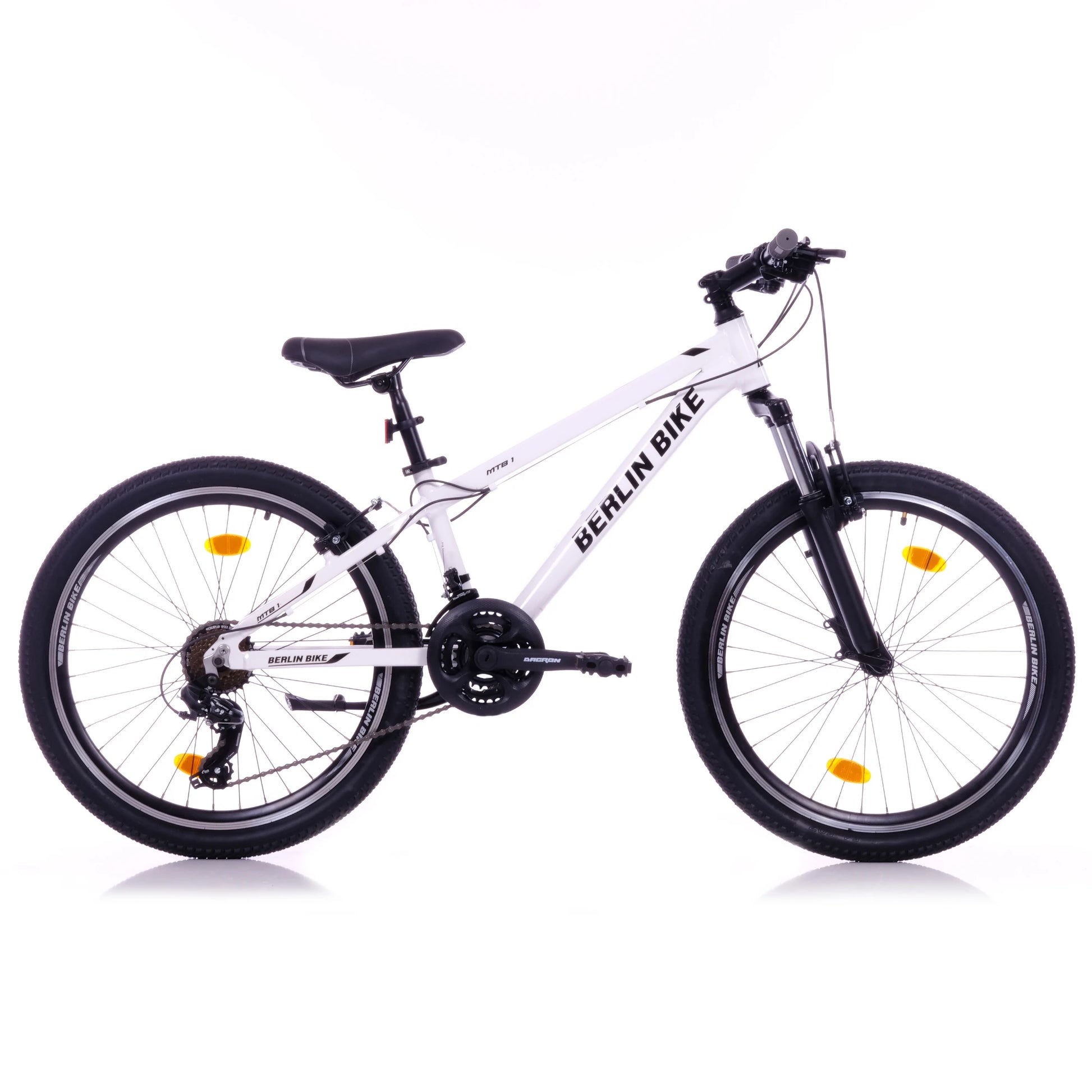 Berlin Bike MTB1 24 Zoll Kinderfahrrad, Weiss 45grad seitenansicht