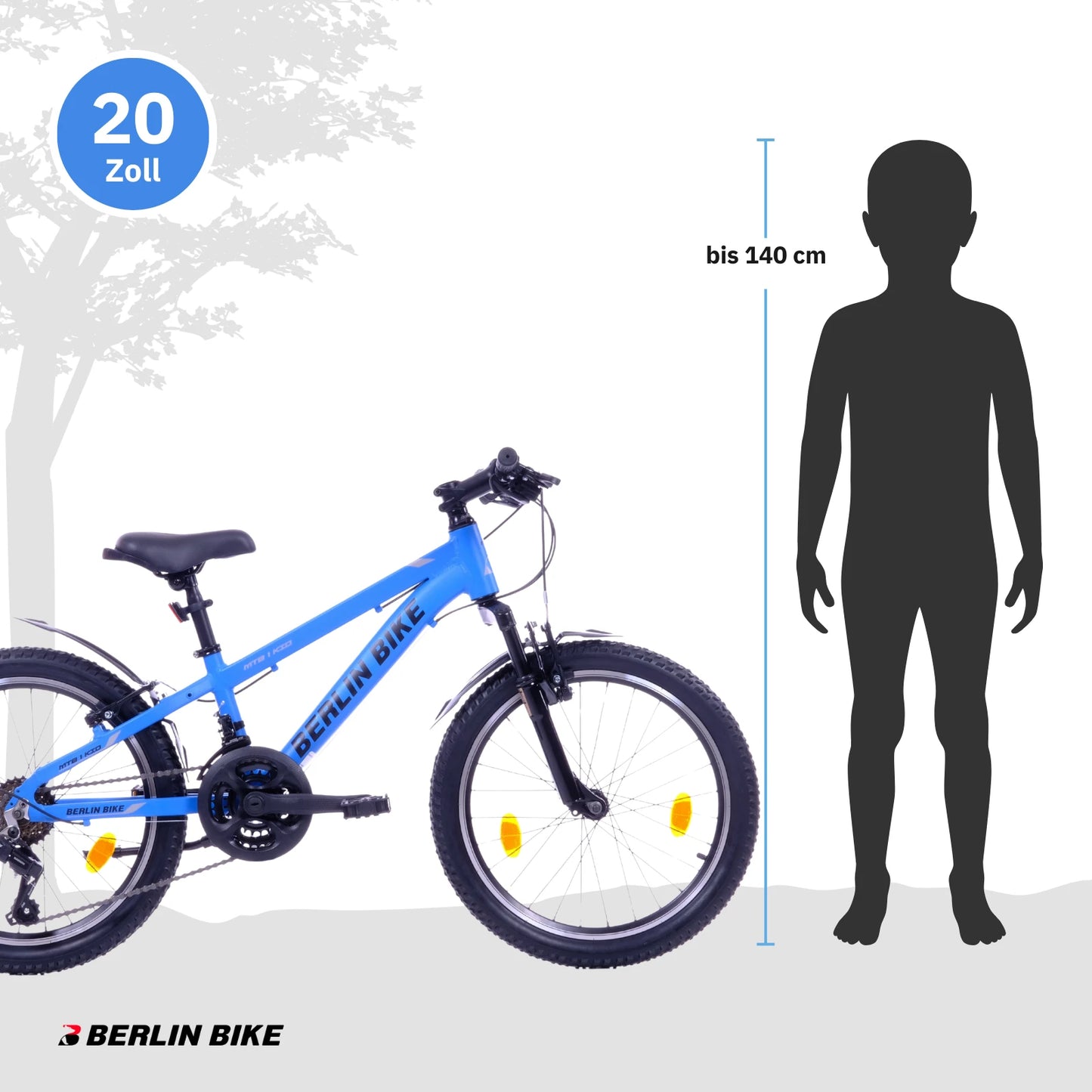 Berlin Bike MTB1 20 Zoll Kinderfahrrad, Blau groessenempfehlung bis 140cm