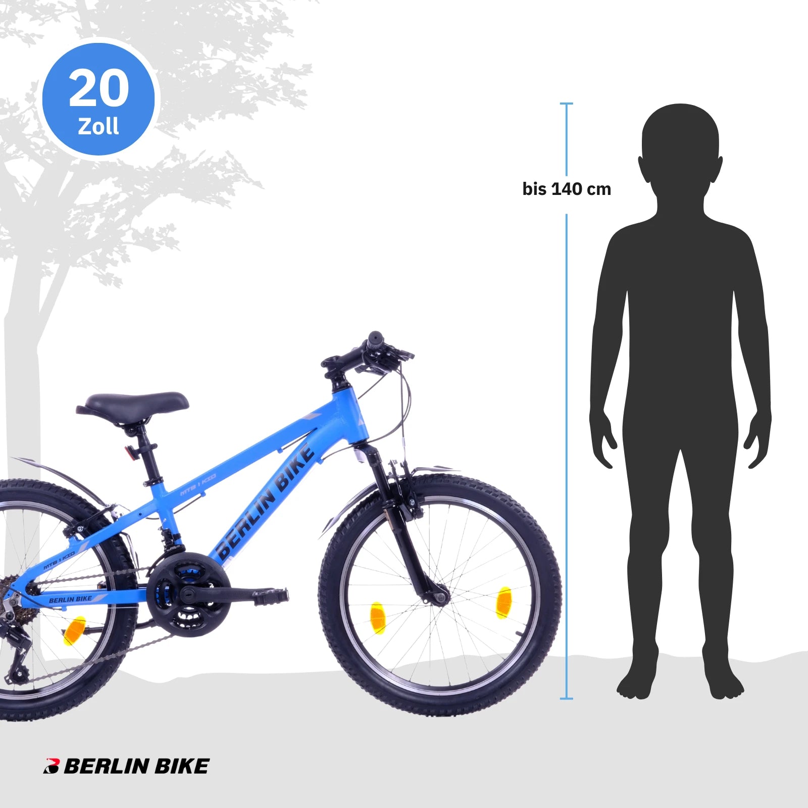 Berlin Bike MTB1 20 Zoll Kinderfahrrad, Blau groessenempfehlung bis 140cm