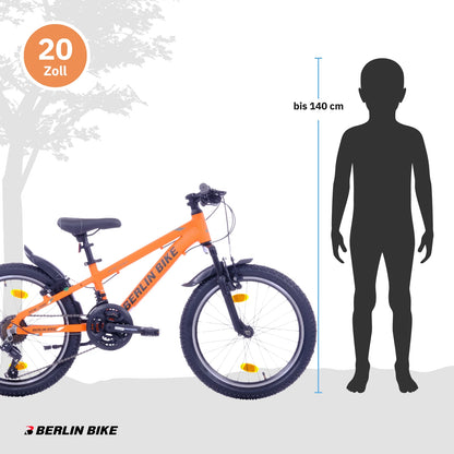 Berlin Bike MTB1 20 Zoll Kinderfahrrad, Orange groessenempfehlung bis 140cm