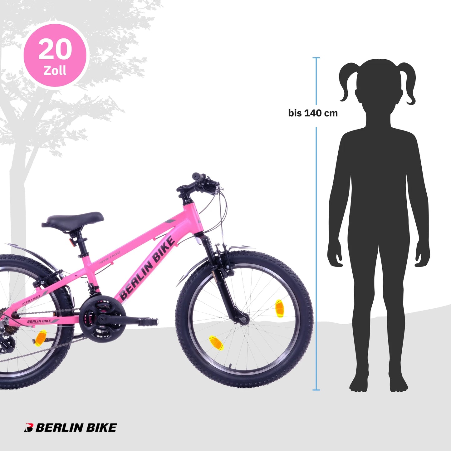Berlin Bike MTB1 20 Zoll Kinderfahrrad, Rosa groessenempfehlung bis 140cm