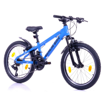 Berlin Bike MTB1 20 Zoll Kinderfahrrad, Blau 45grad frontansicht