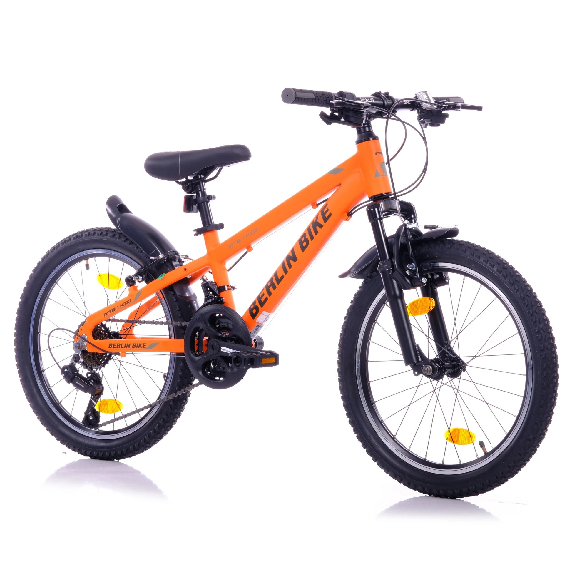 Berlin Bike MTB1 20 Zoll Kinderfahrrad, Orange 45grad frontansicht