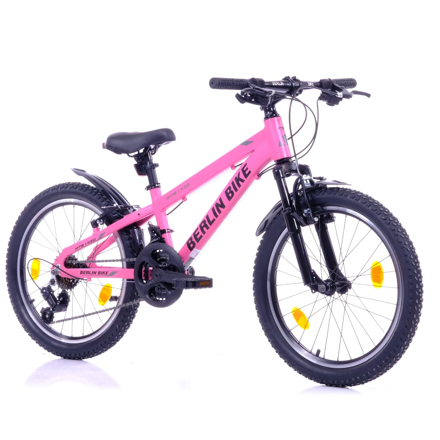 Berlin Bike MTB1 20 Zoll Kinderfahrrad, Rosa 45grad frontansicht
