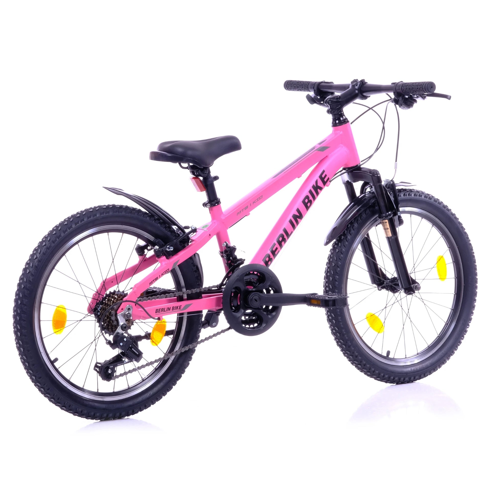 Berlin Bike MTB1 20 Zoll Kinderfahrrad, Rosa 45grad rueckansicht