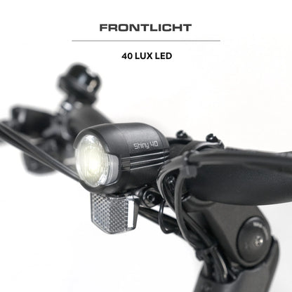 Berlin Bike SUV E-Bike, Schwarz front led licht detail 1080x1080
