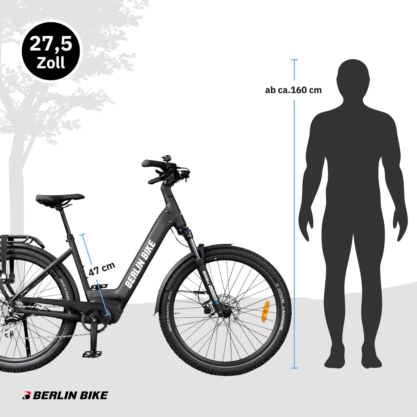 Berlin Bike SUV E-Bike, Trekking ebike schwarz groessenempfehlung ab ca 160cm 1080x1080