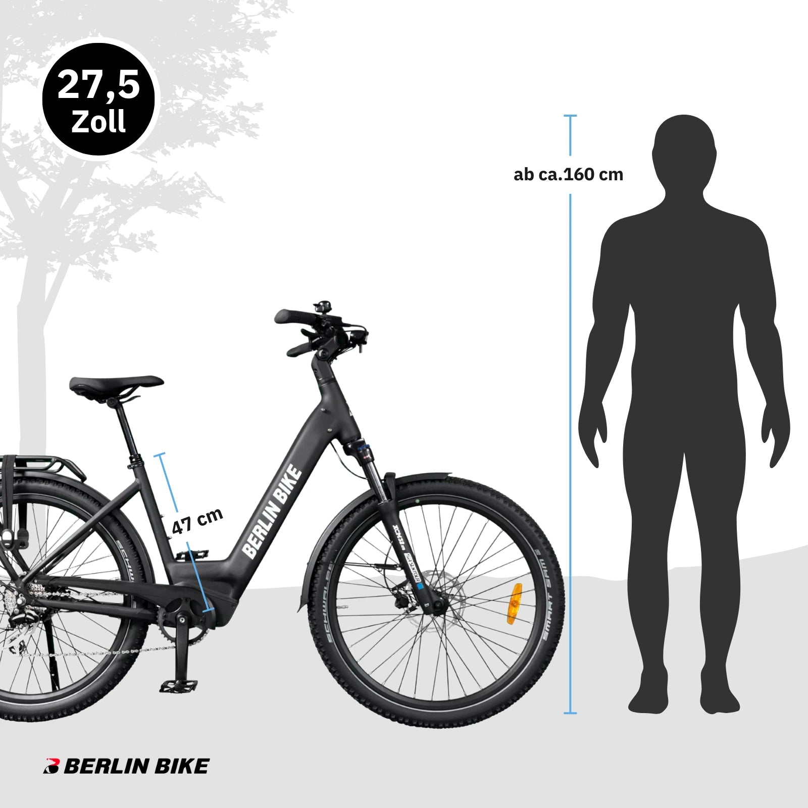 Berlin Bike SUV E-Bike, Trekking ebike schwarz groessenempfehlung ab ca 160cm 1080x1080