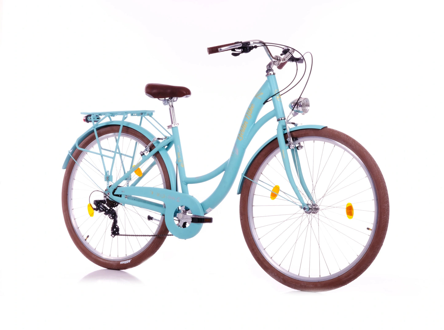 Frauen fahren Bella Bike Cityräder in urbaner Umgebung bei entspannter Fahrt